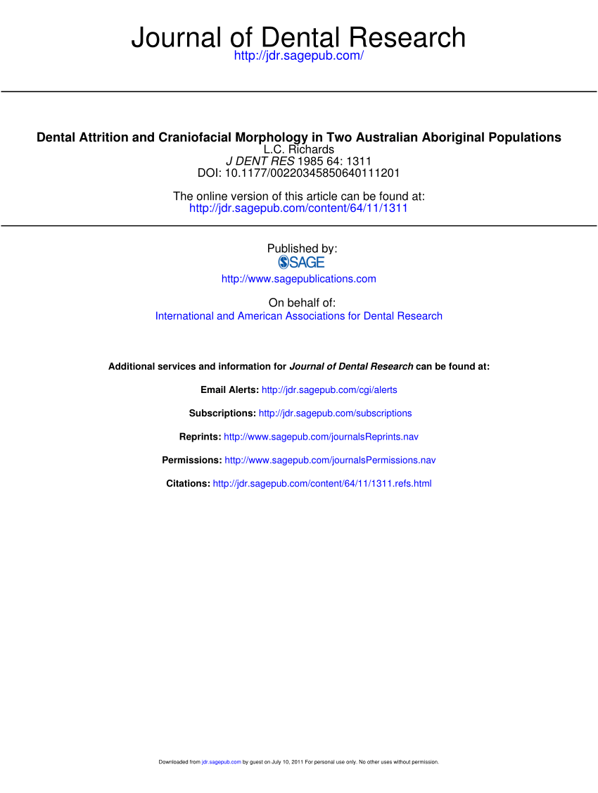 Pdf Dental Attrition And Craniofacial Morphology In Two Australian Aboriginal Populations 