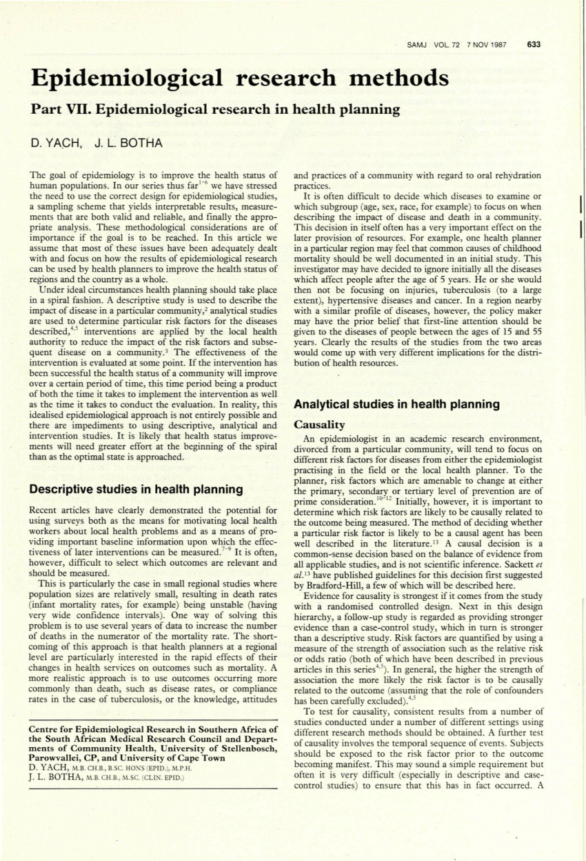 epidemiology research paper pdf