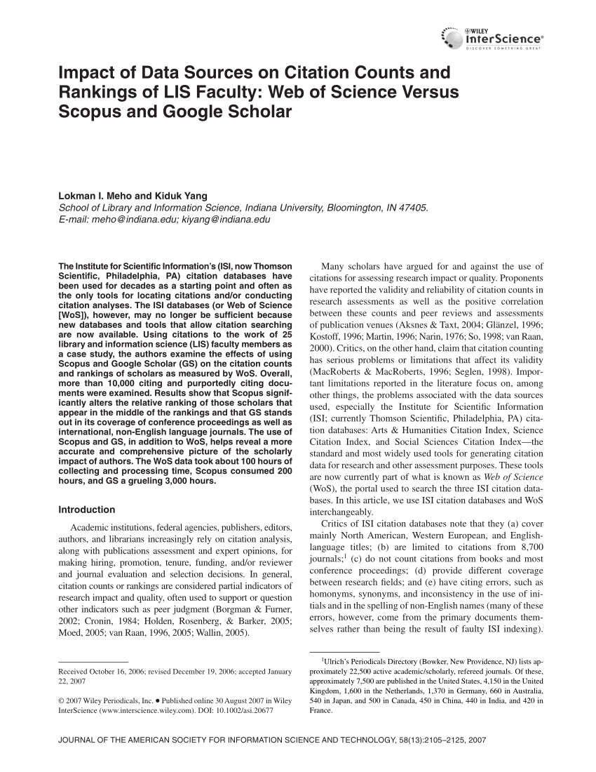 web of science scopus and google scholar