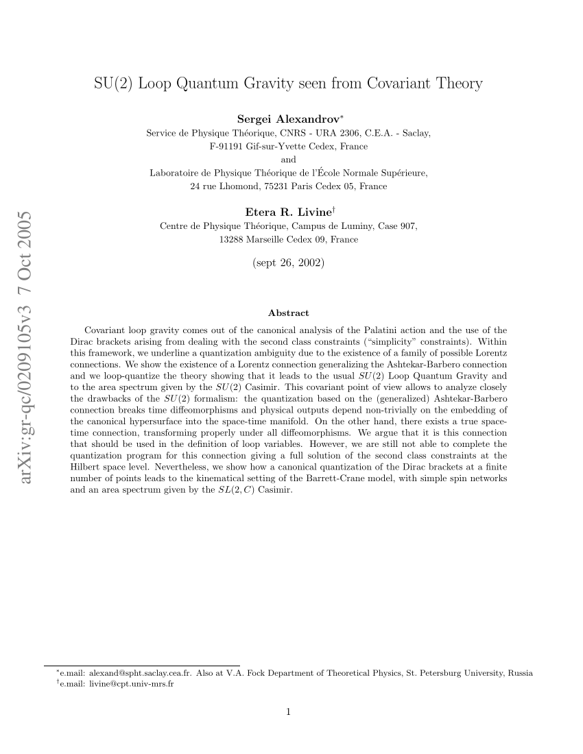 Pdf Su2 Loop Quantum Gravity Seen From Covariant Theory 8622