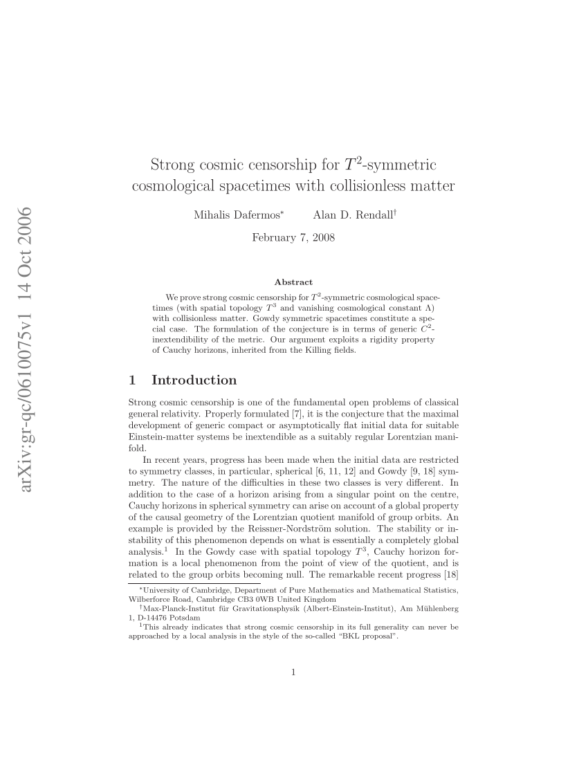 PDF) Strong cosmic censorship for T^2-symmetric cosmological