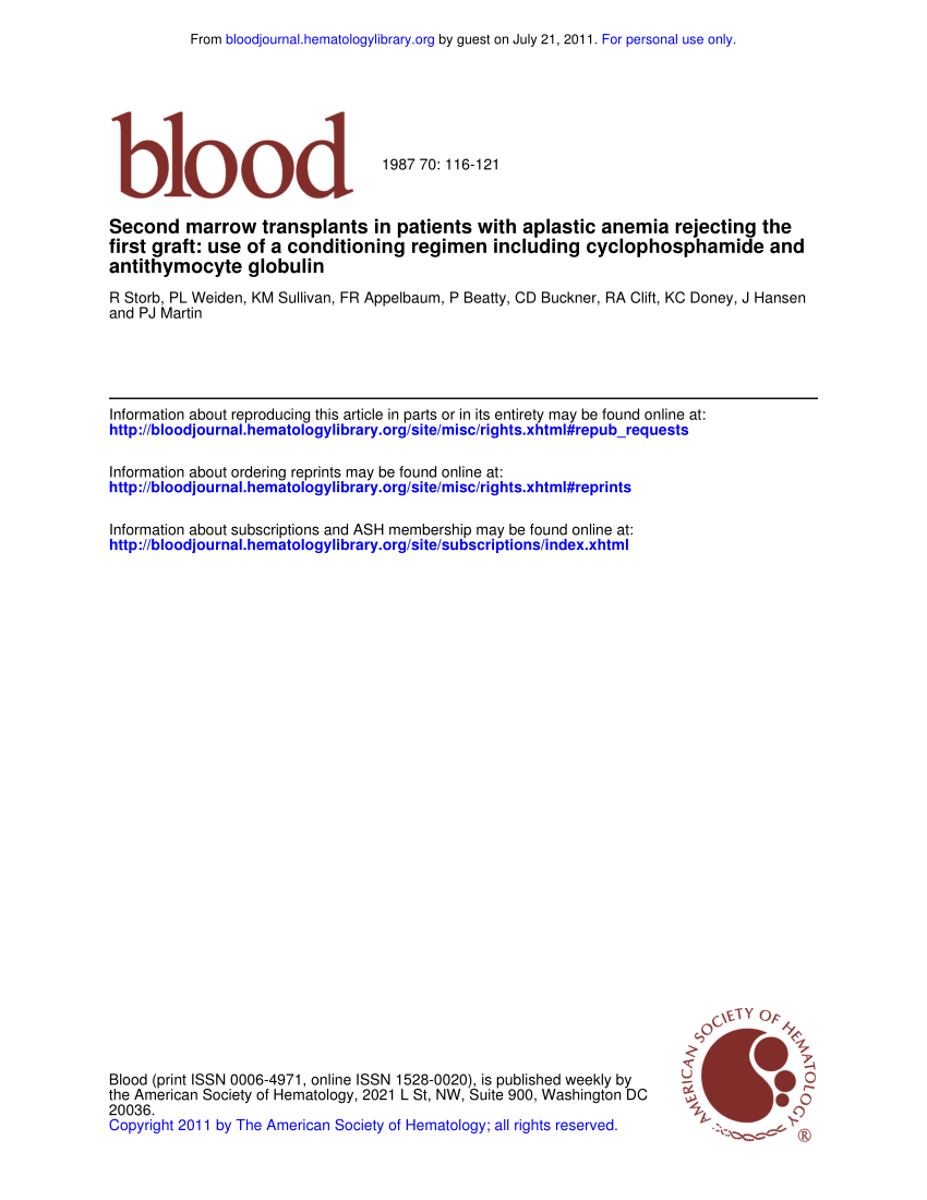 PDF) Second marrow transplants in patients with aplastic anemia