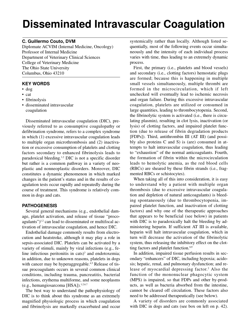 Disseminated Intravascular Coagulation Calgaryguide