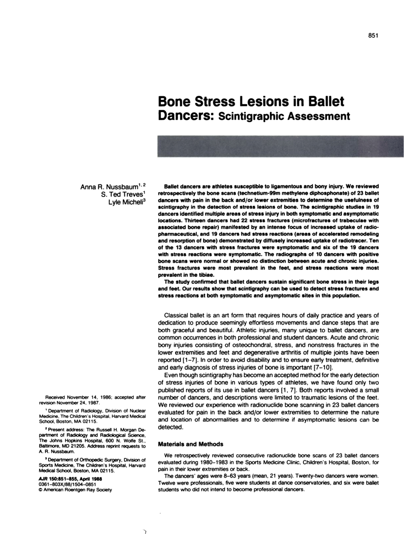 PDF) Bone stress lesions in ballet dancers: Scintigraphic assessment