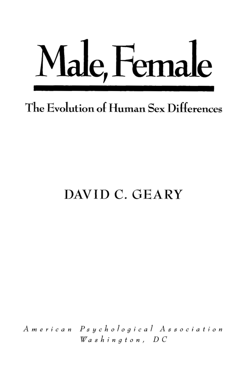 Pdf Male Female The Evolution Of Human Sex Differences 6167