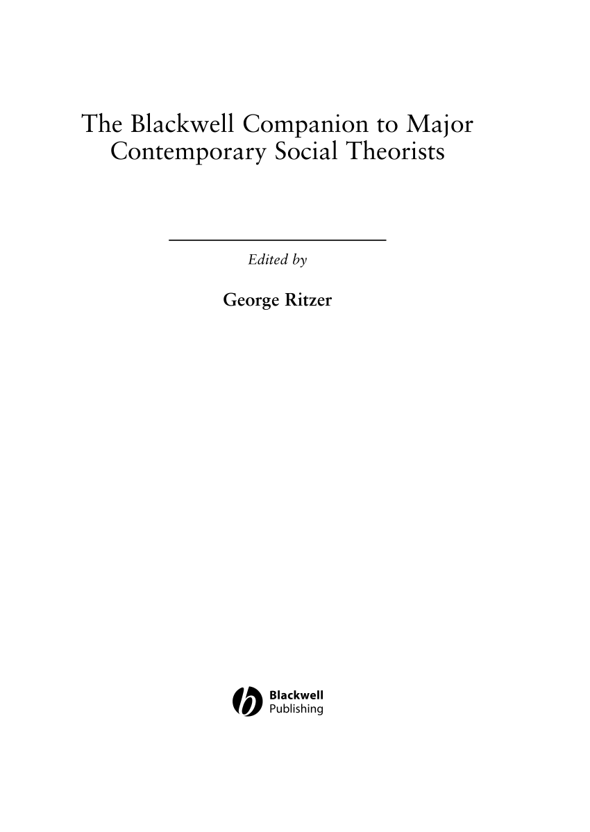 PDF) The Blackwell Companion to Major Contemporary Social Theorists