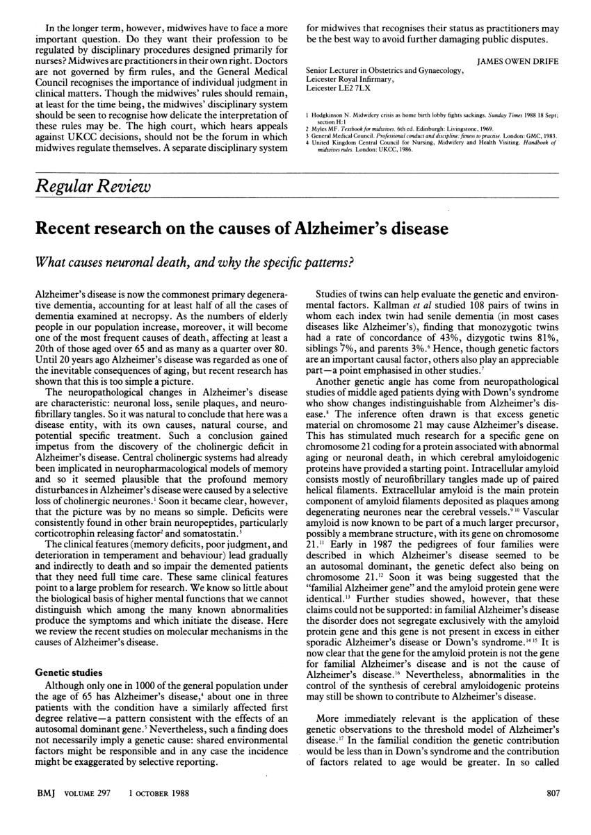 current research being done on alzheimer's disease