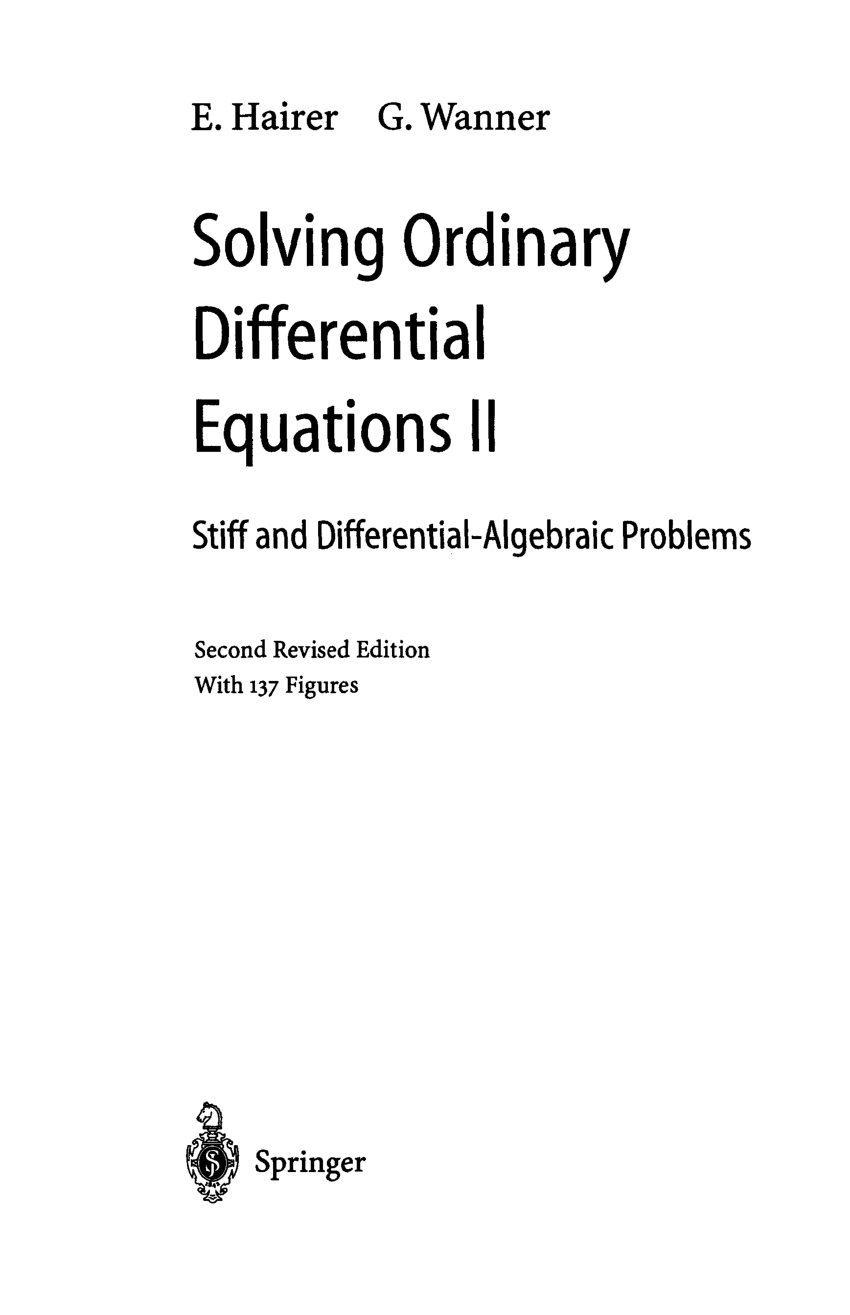 Solving Ordinary Differential Equations II, E. Hairer & G. Wanner, Springer