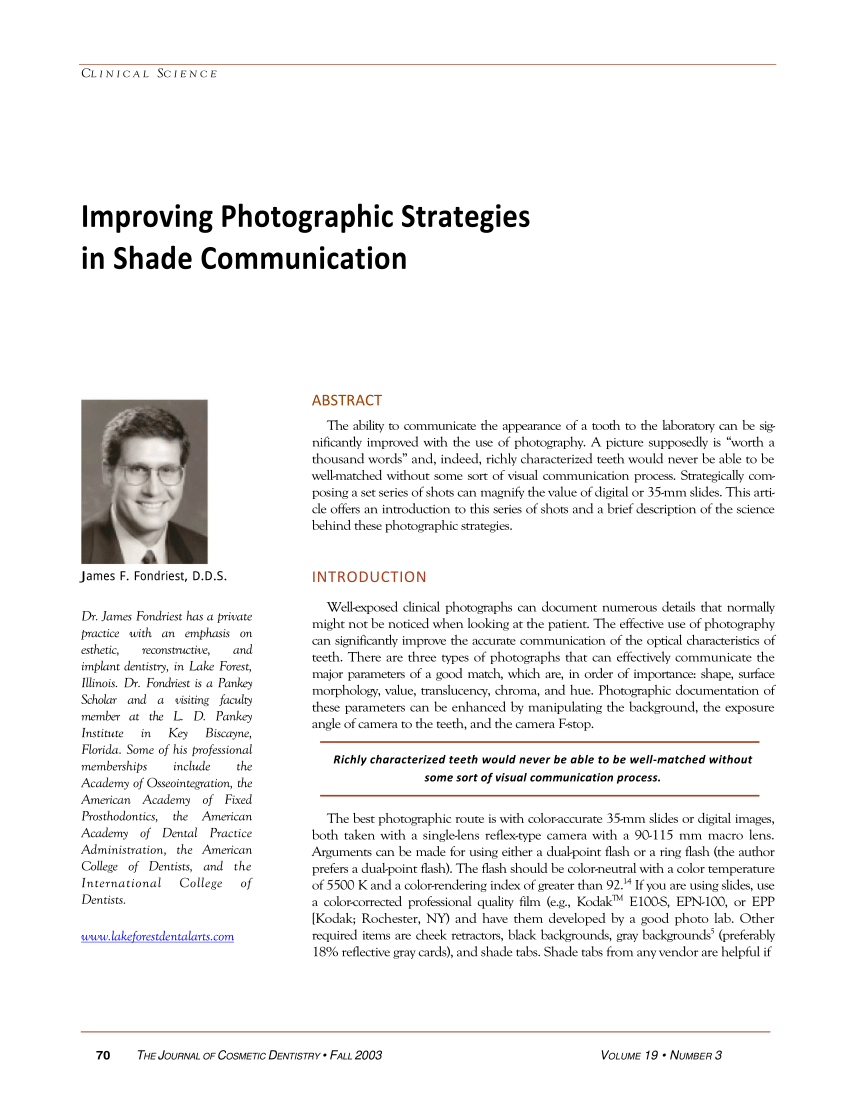 PDF) Improving photographic strategies in shade analysis