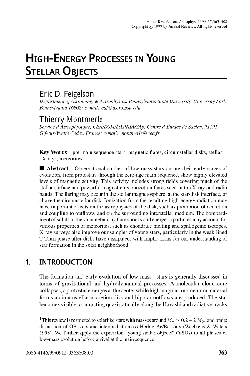 Pdf High Energy Processes In Young Stellar Objects