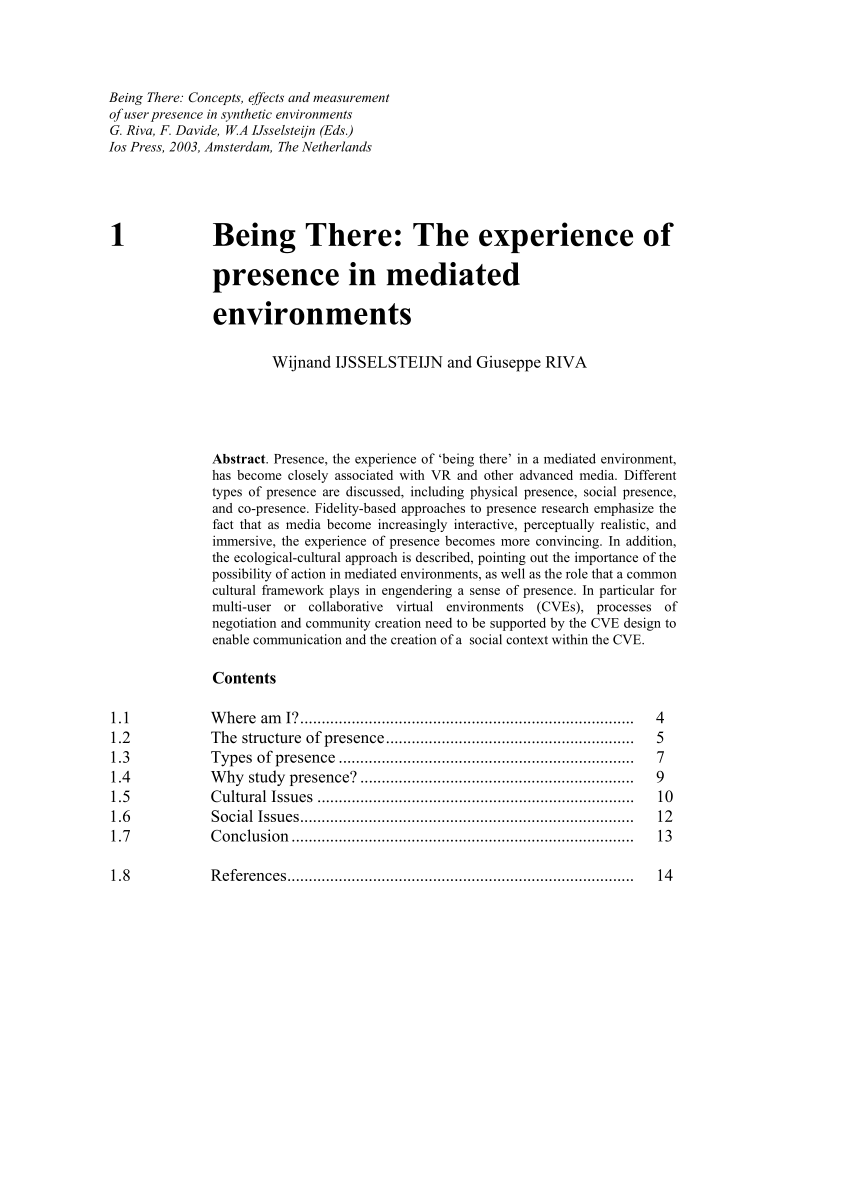 a) Average level of sense of presence for environmental simulation of