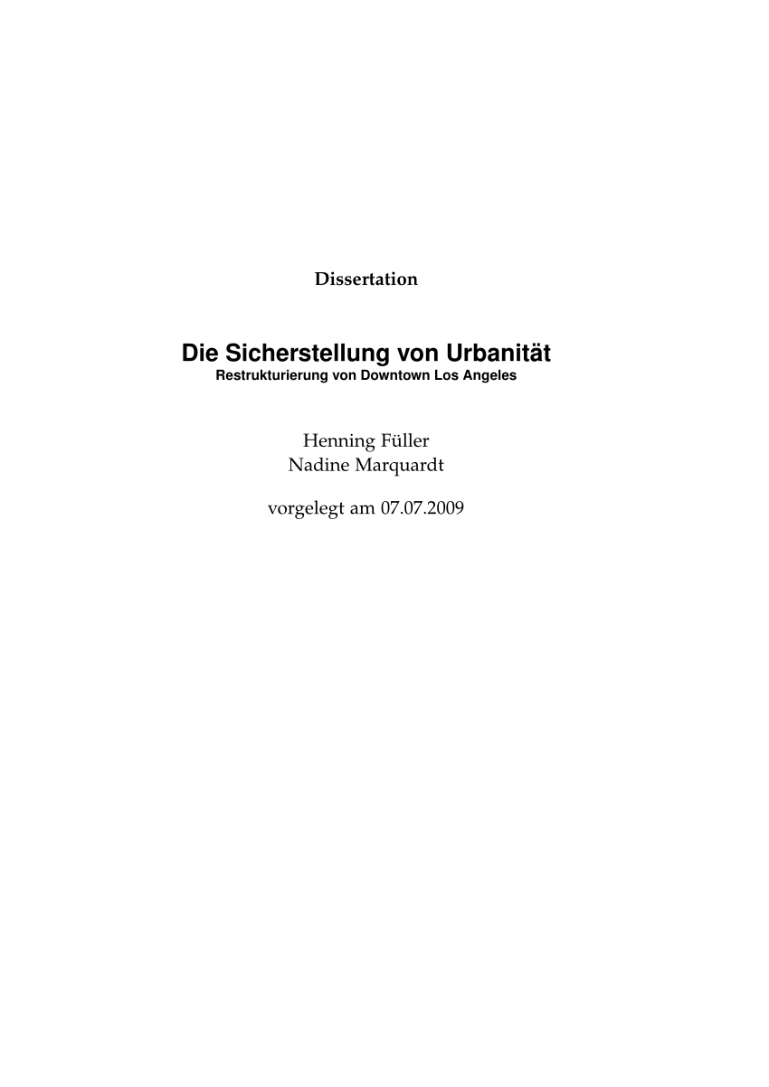 PDF) Die Sicherstellung von Urbanität. Ambivalente Effekte von