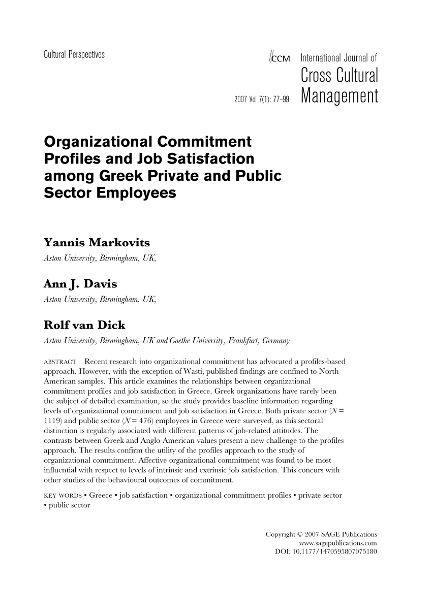 Organizational Commitment among Public Sector Employees: A Case Study in Universiti Utara Malaysia