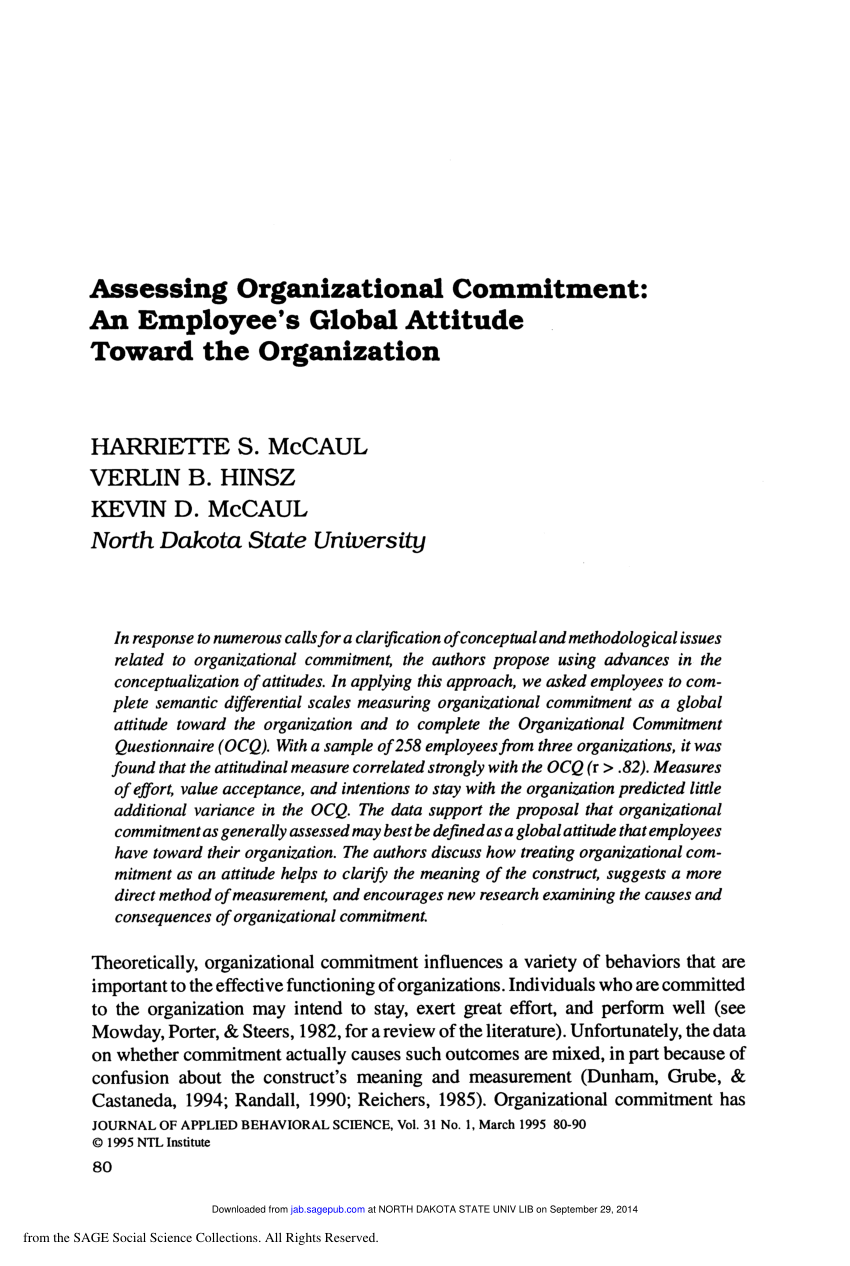 organizational commitment research papers