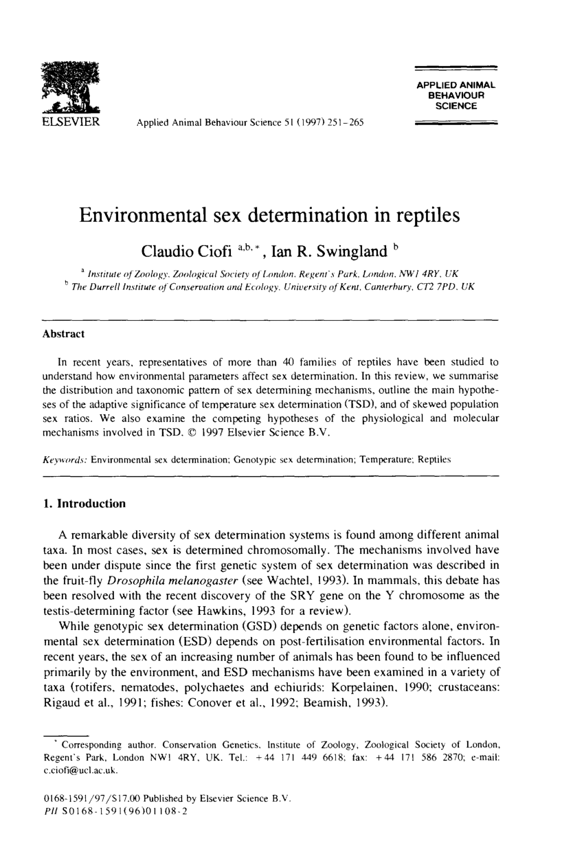 Pdf Environmental Regulation Of Sex Determination In Reptiles 6967