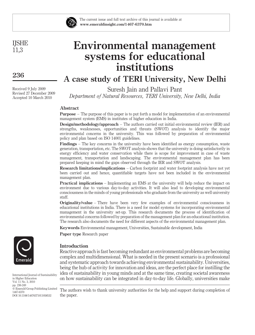 environmental management case study pdf