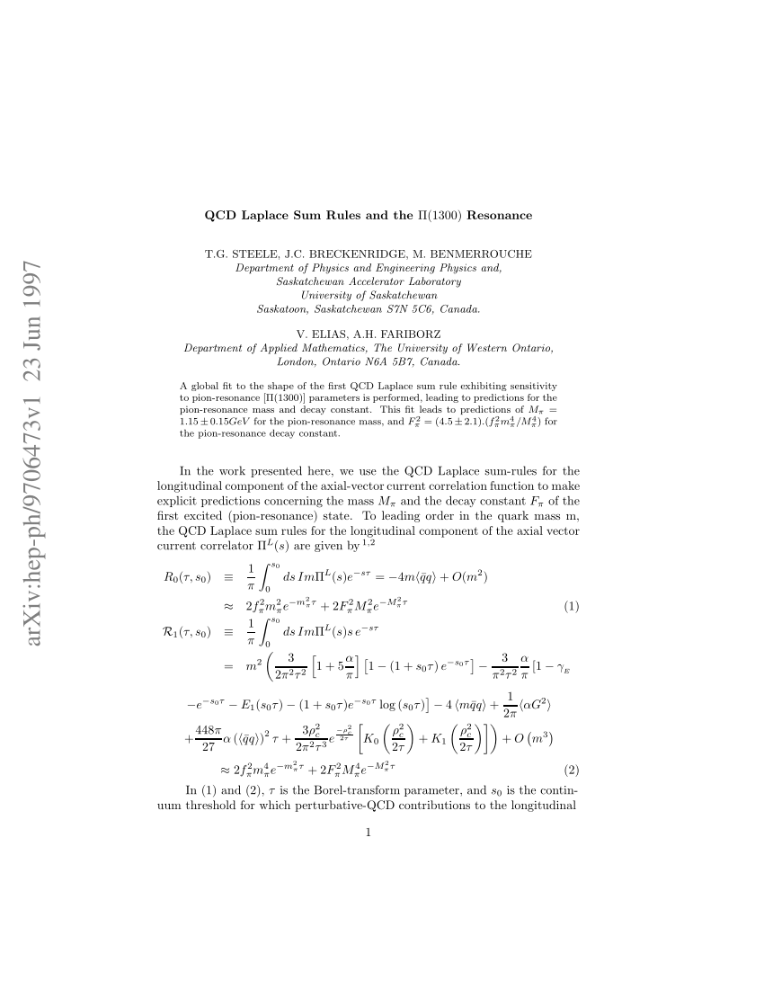 Pdf Qcd Laplace Sum Rules And The Pi 1300 Resonance