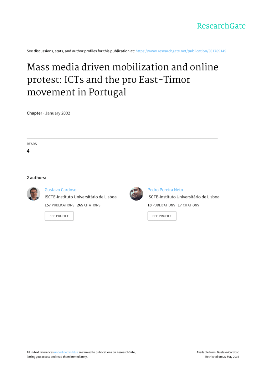 Pdf O Movimento Por Timor Mass Media E Protestos Online