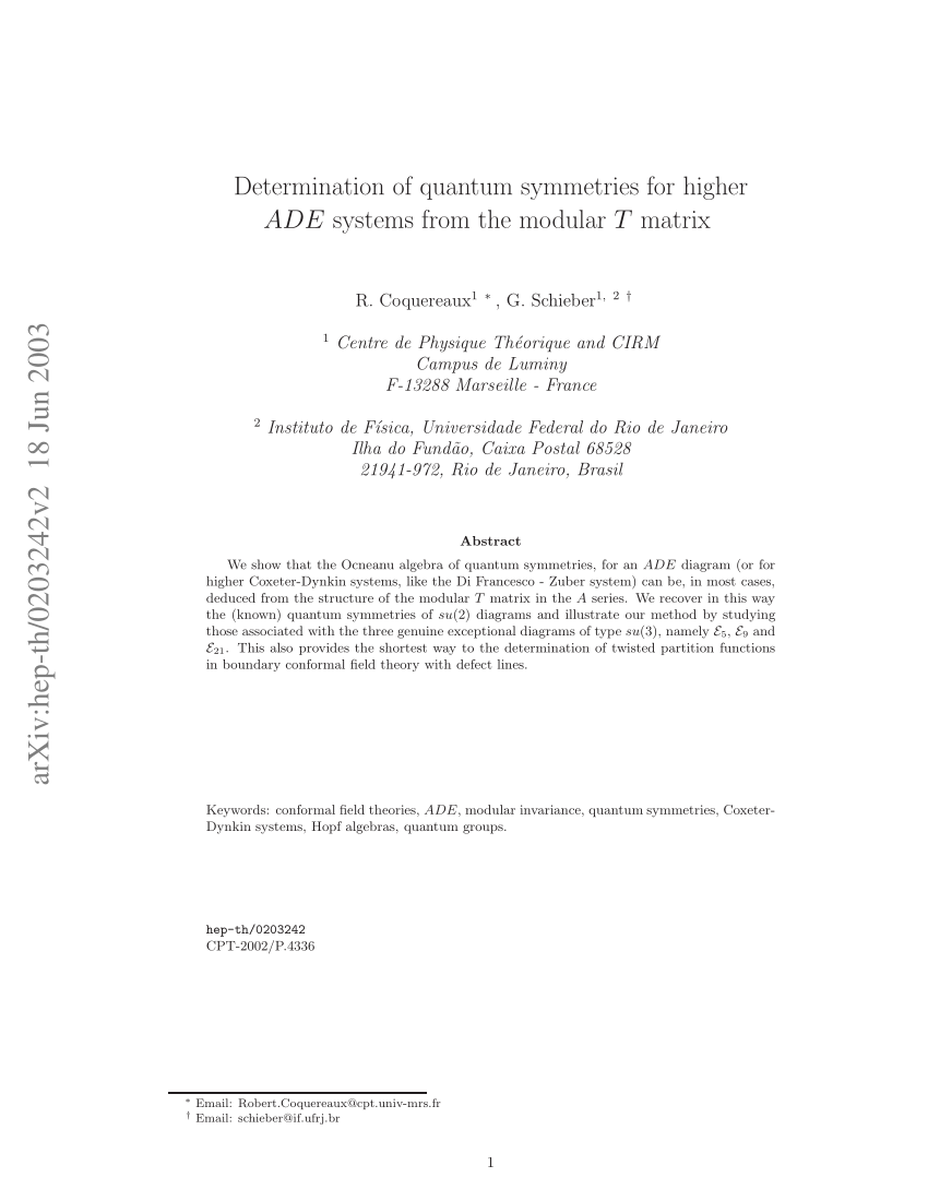 PDF) Determination of quantum symmetries for higher ADE systems 