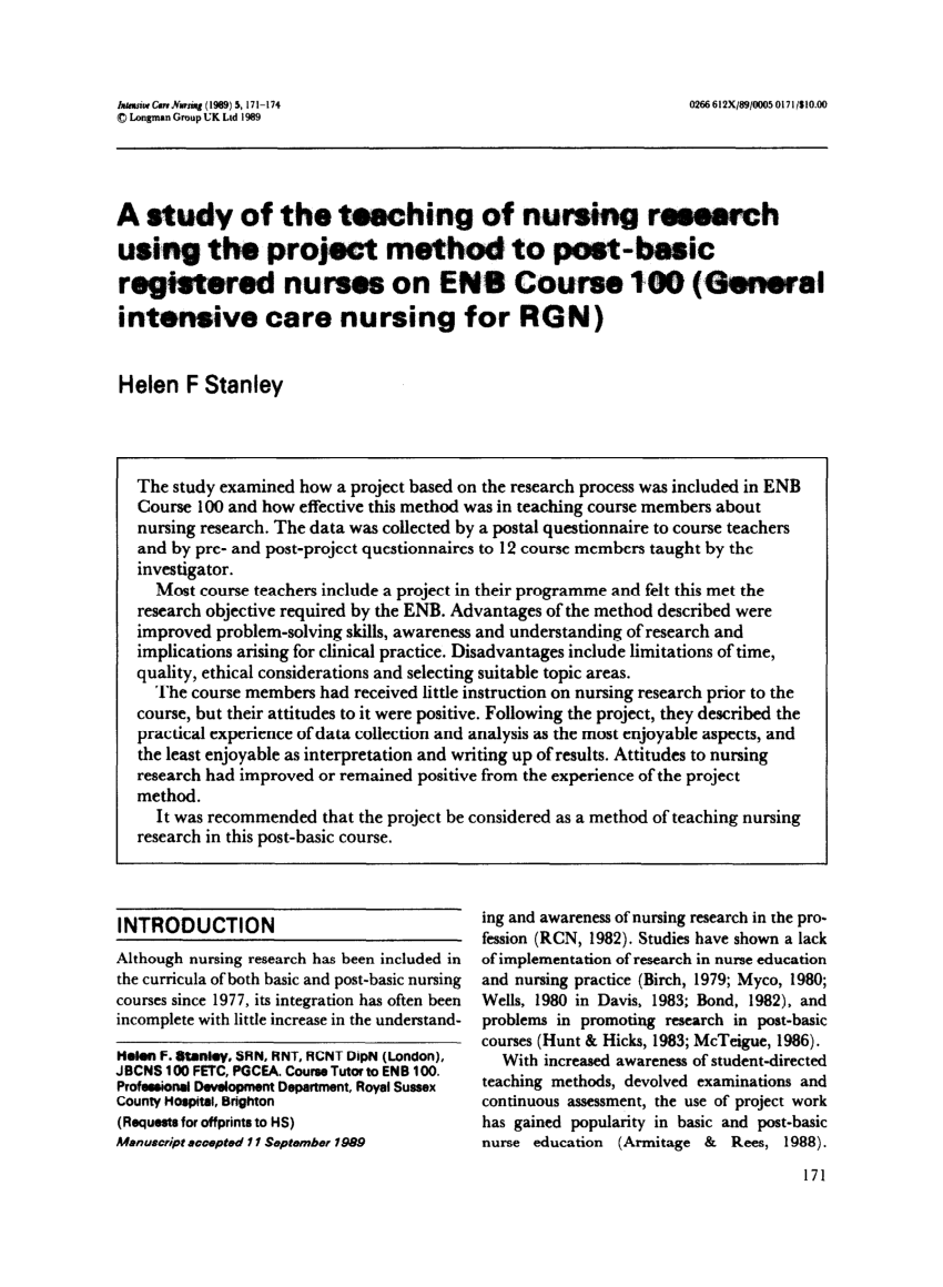 nursing research project plan