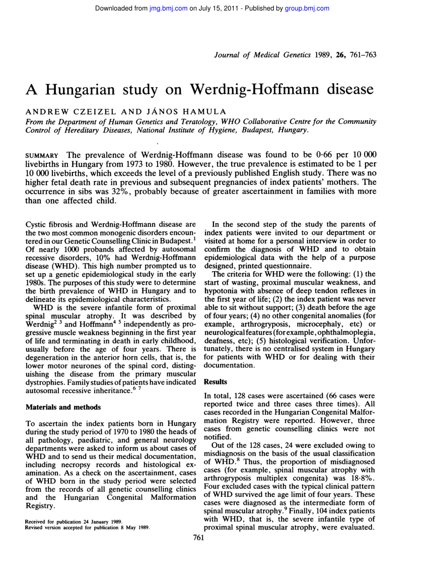 (PDF) A Hungarian study on Werdnig-Hoffmann disease