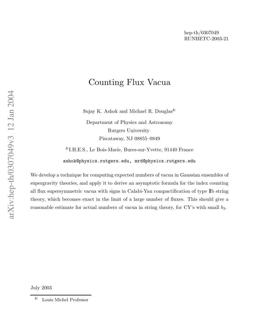 Pdf) Counting Flux Vacua