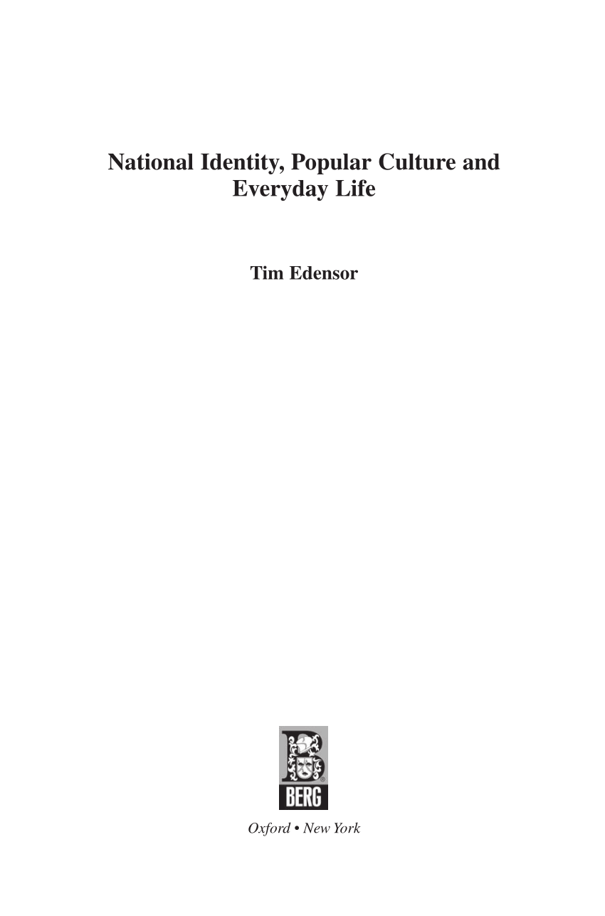 (pdf) National Identity, Popular Culture And Everyday Life