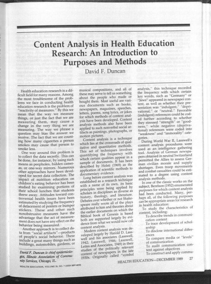 content analysis in health research
