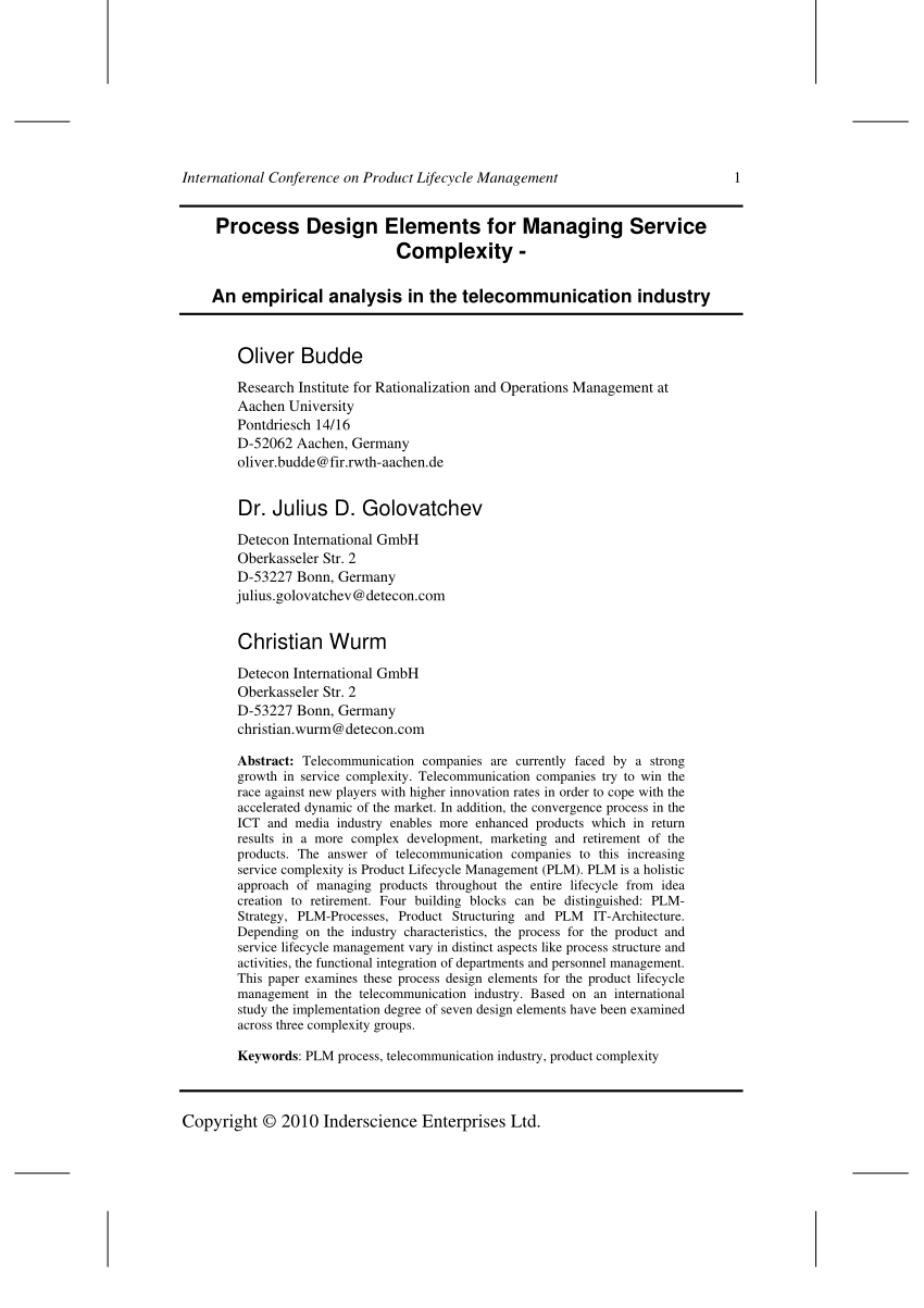 Pdf Process Design Elements For Managing Service Complexity