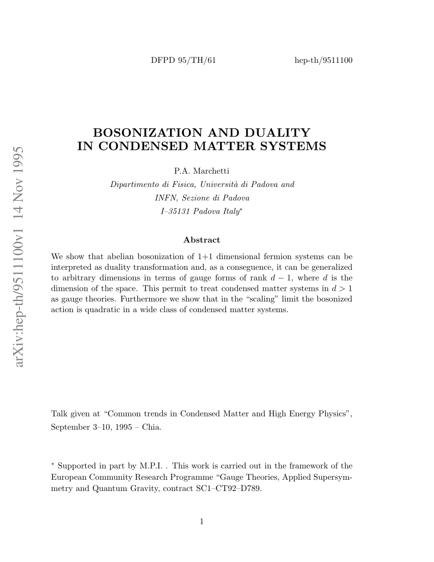 (PDF) Bosonization and Duality in Condensed Matter Systems