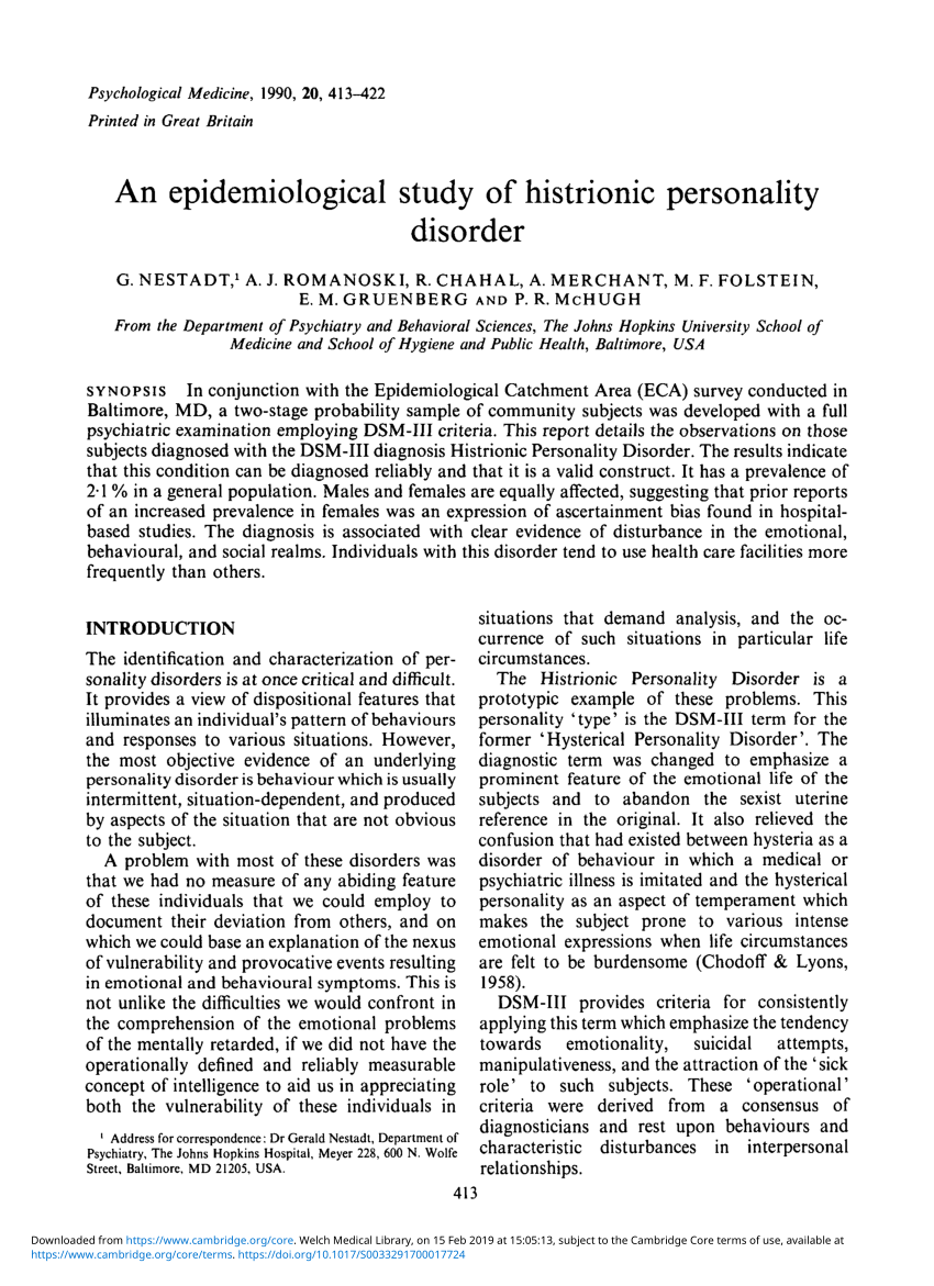 histrionic personality disorder case study