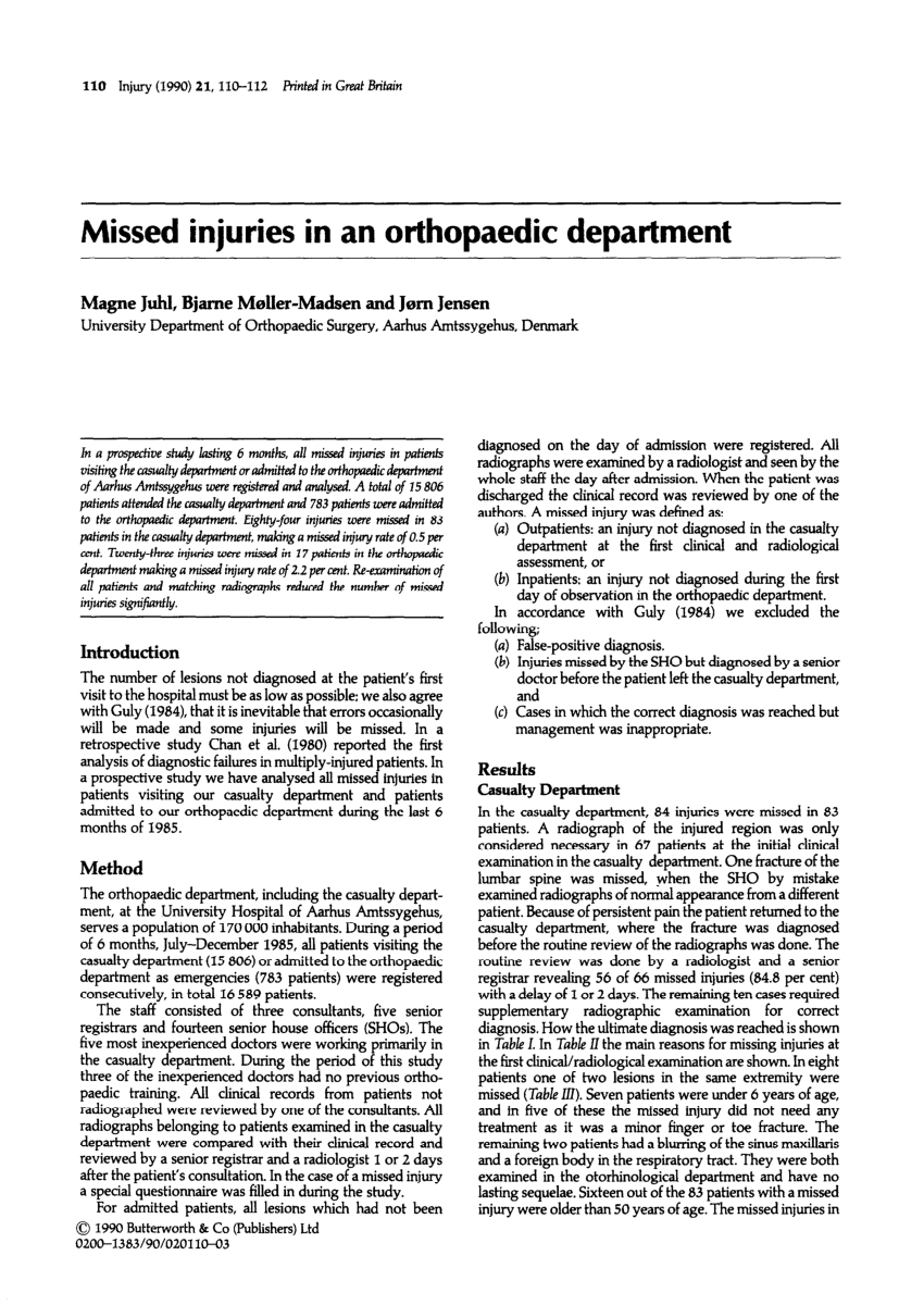 PDF) Missed Injuries in an Orthopaedic