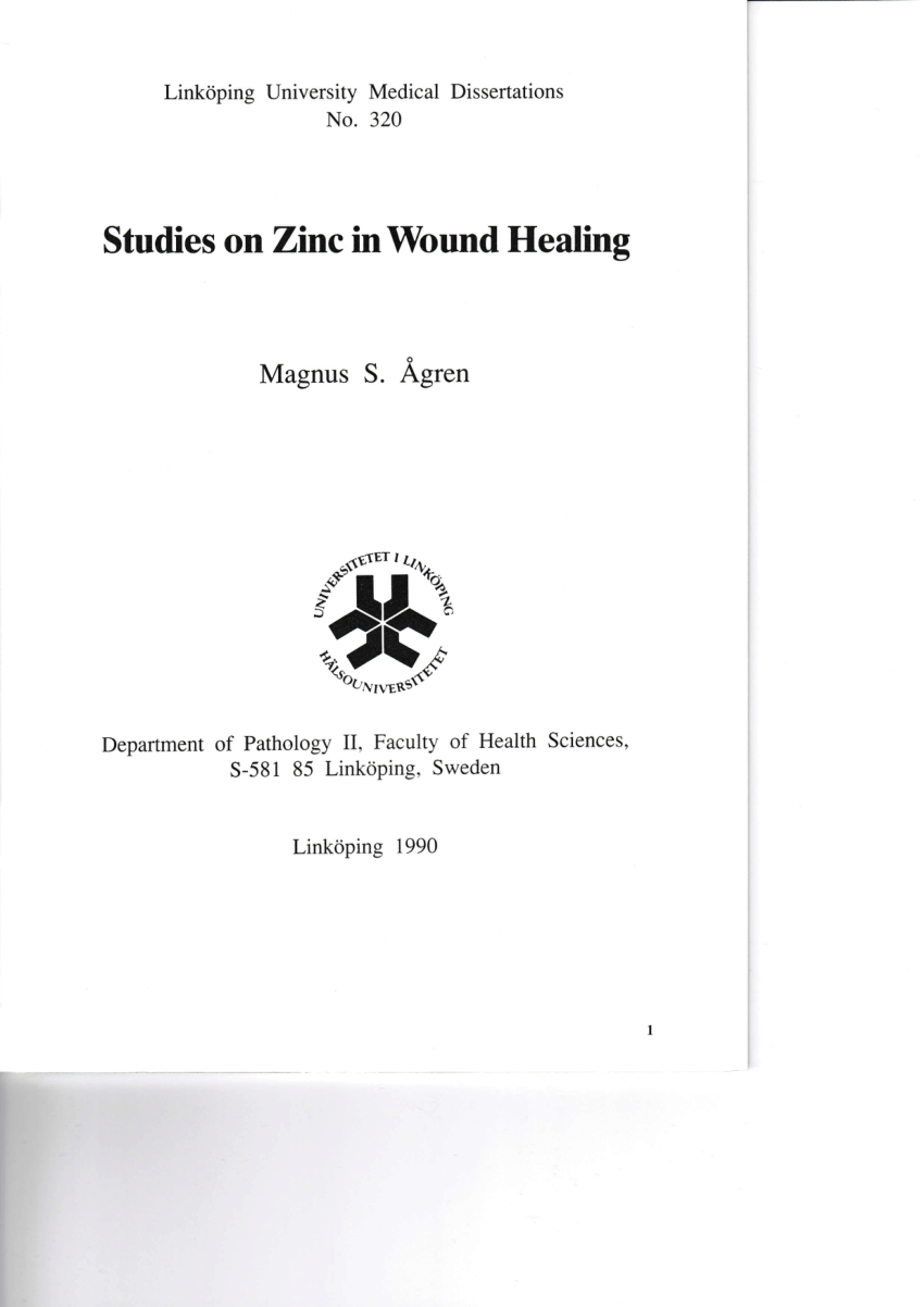 (PDF) Studies on zinc in wound healing