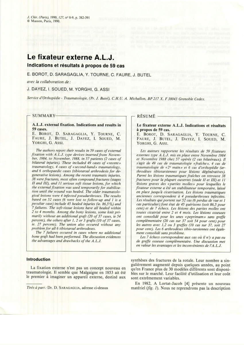 Pdf A L J External Fixation Indications And Results In 59 Cases