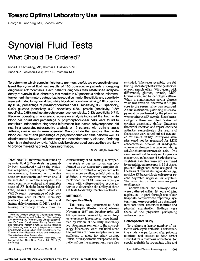 synovial fluid viscosity test