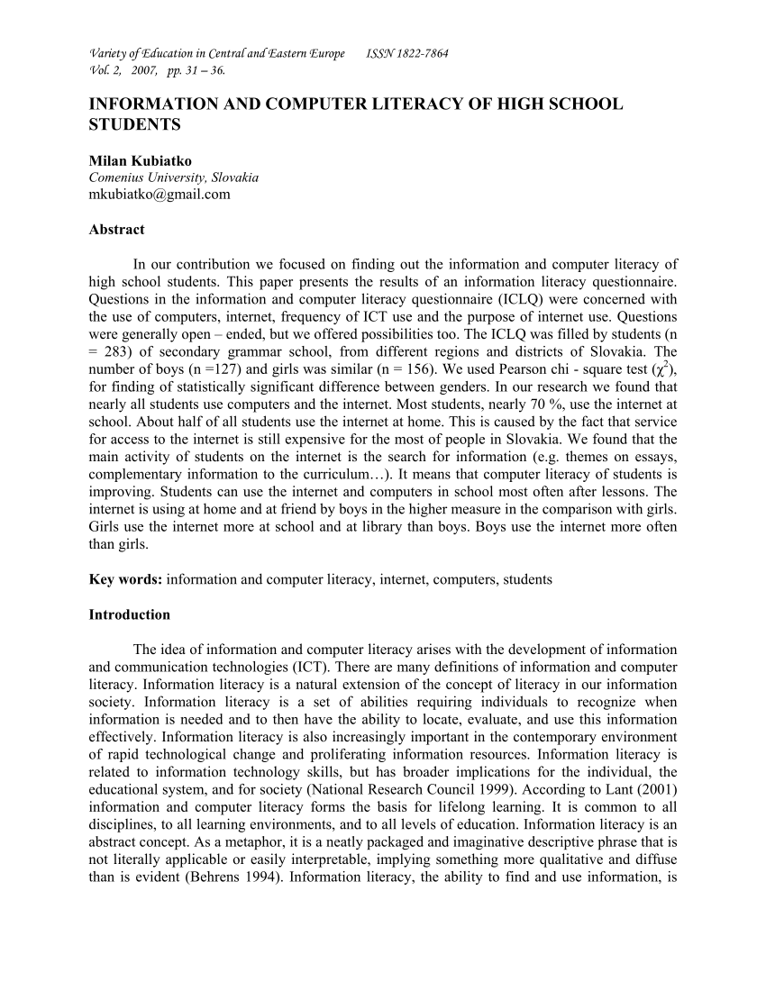thesis about computer literacy