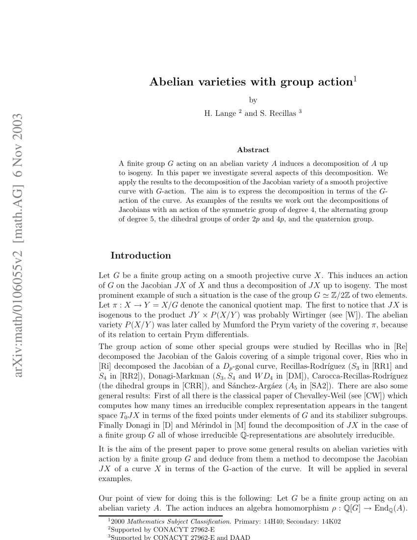 PDF) Abelian varieties with group action