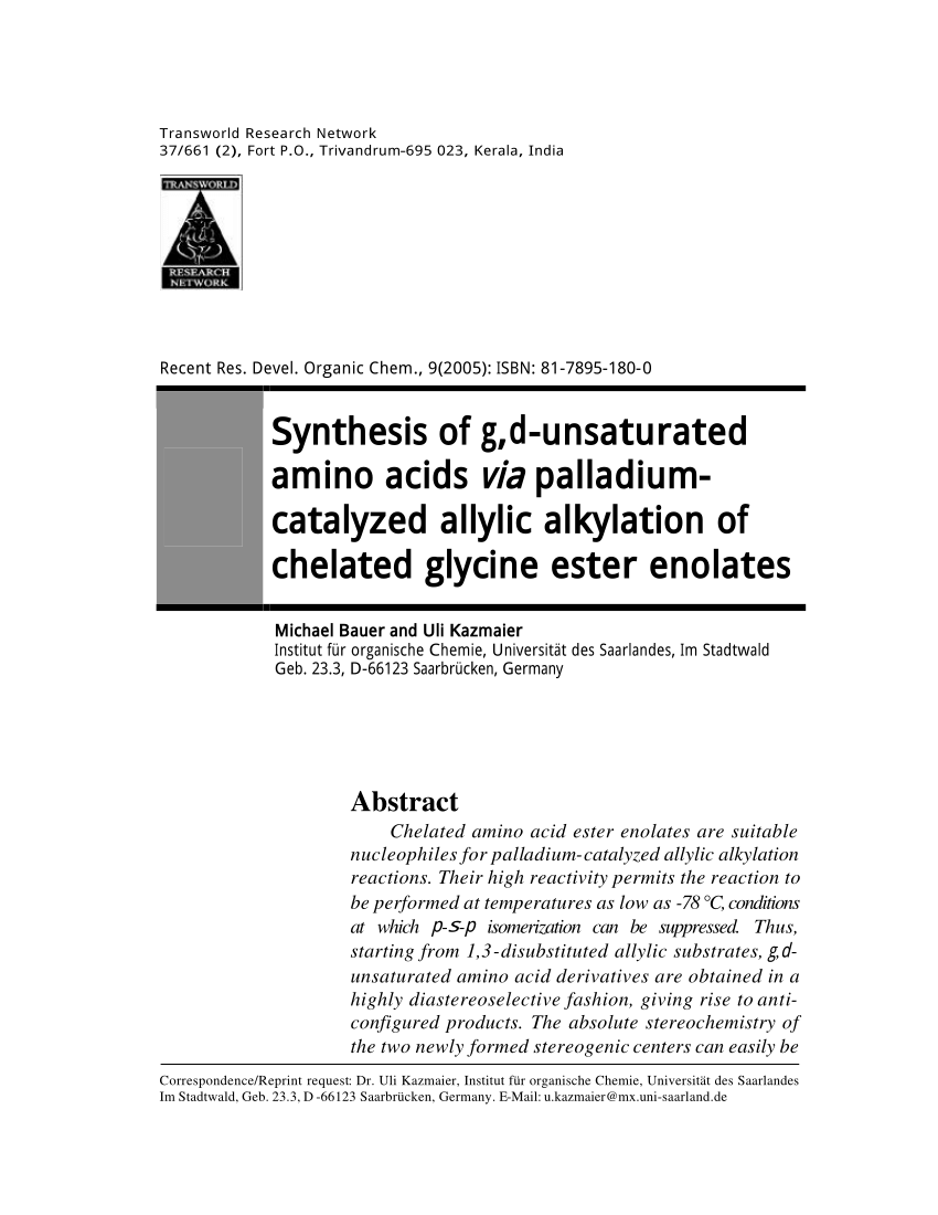PDF) Synthesis of g,d-unsaturated amino 