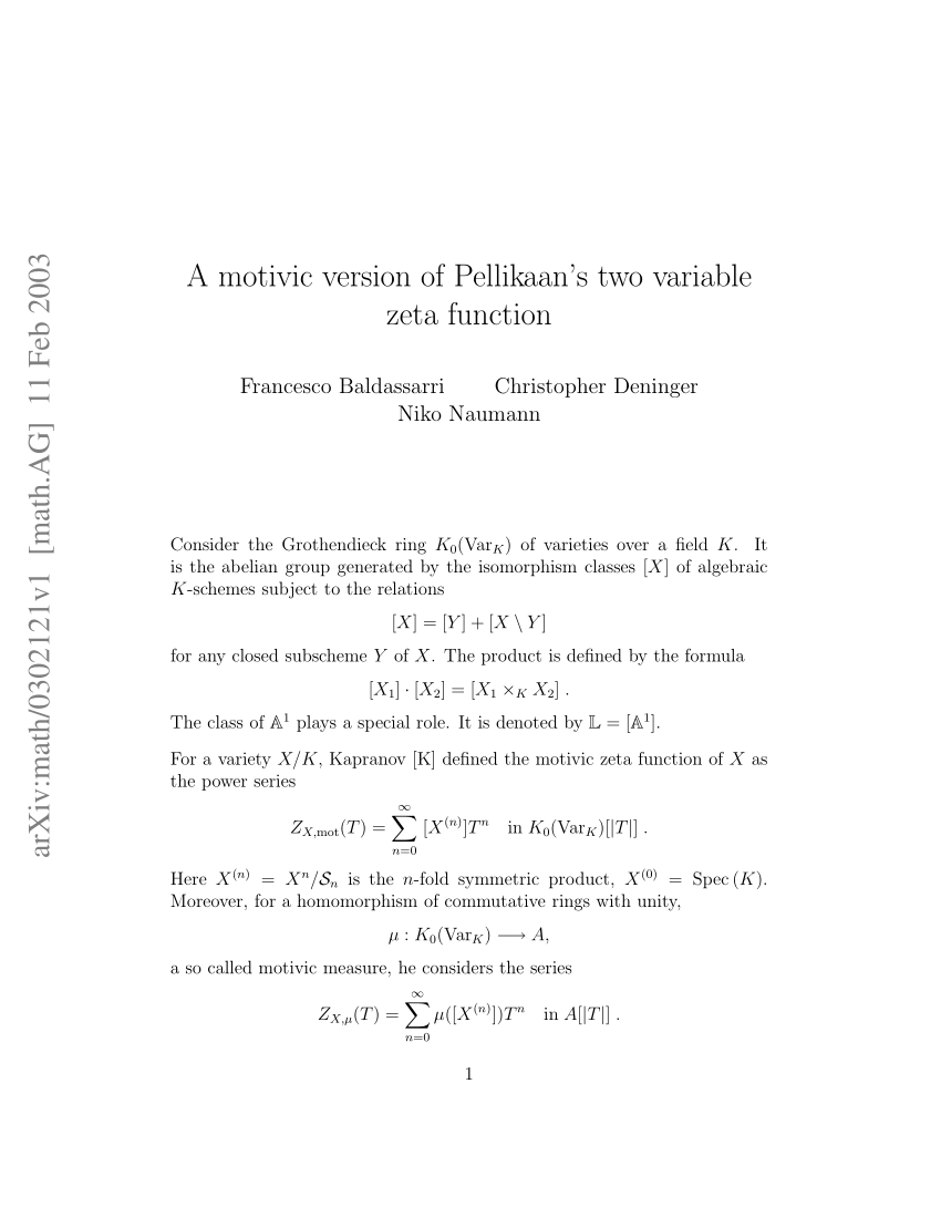 PDF) A motivic version of Pellikaan's two variable zeta function