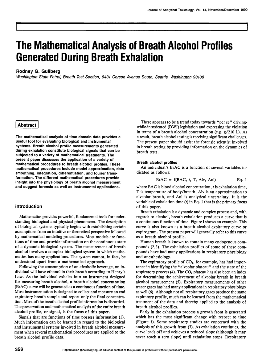 (PDF) The Mathematical Analysis of Breath Alcohol Profiles Generated