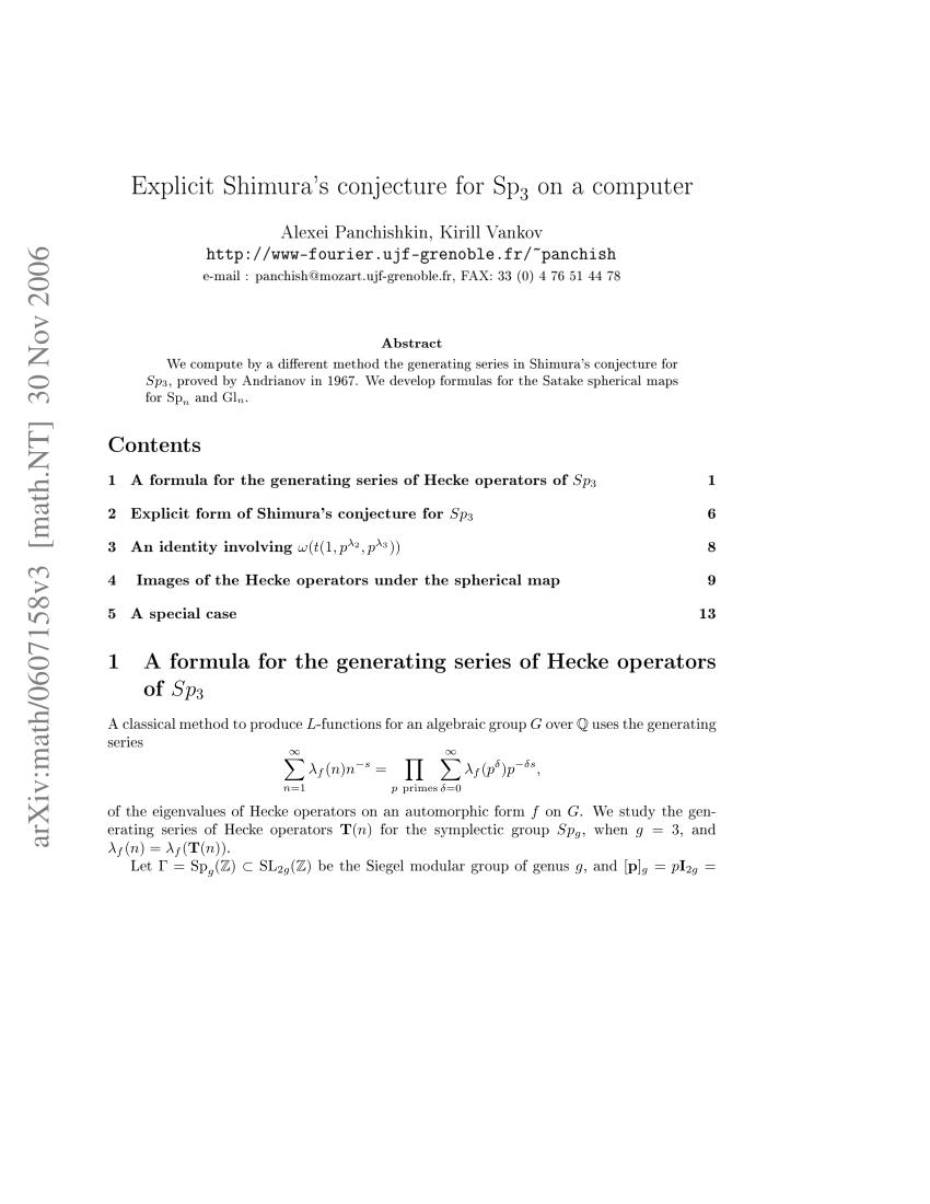 Pdf Explicit Shimura S Conjecture For Sp3 On A Computer