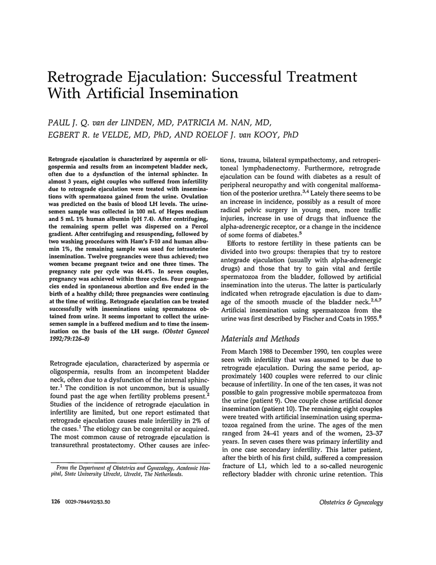 PDF Retrograde ejaculation Successful treatment with artificial