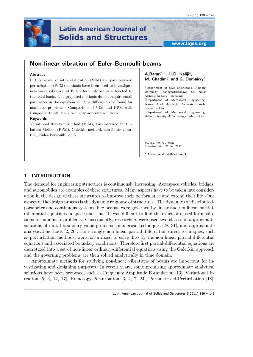PDF) Non-Linear Vibration of Euler-Bernoulli