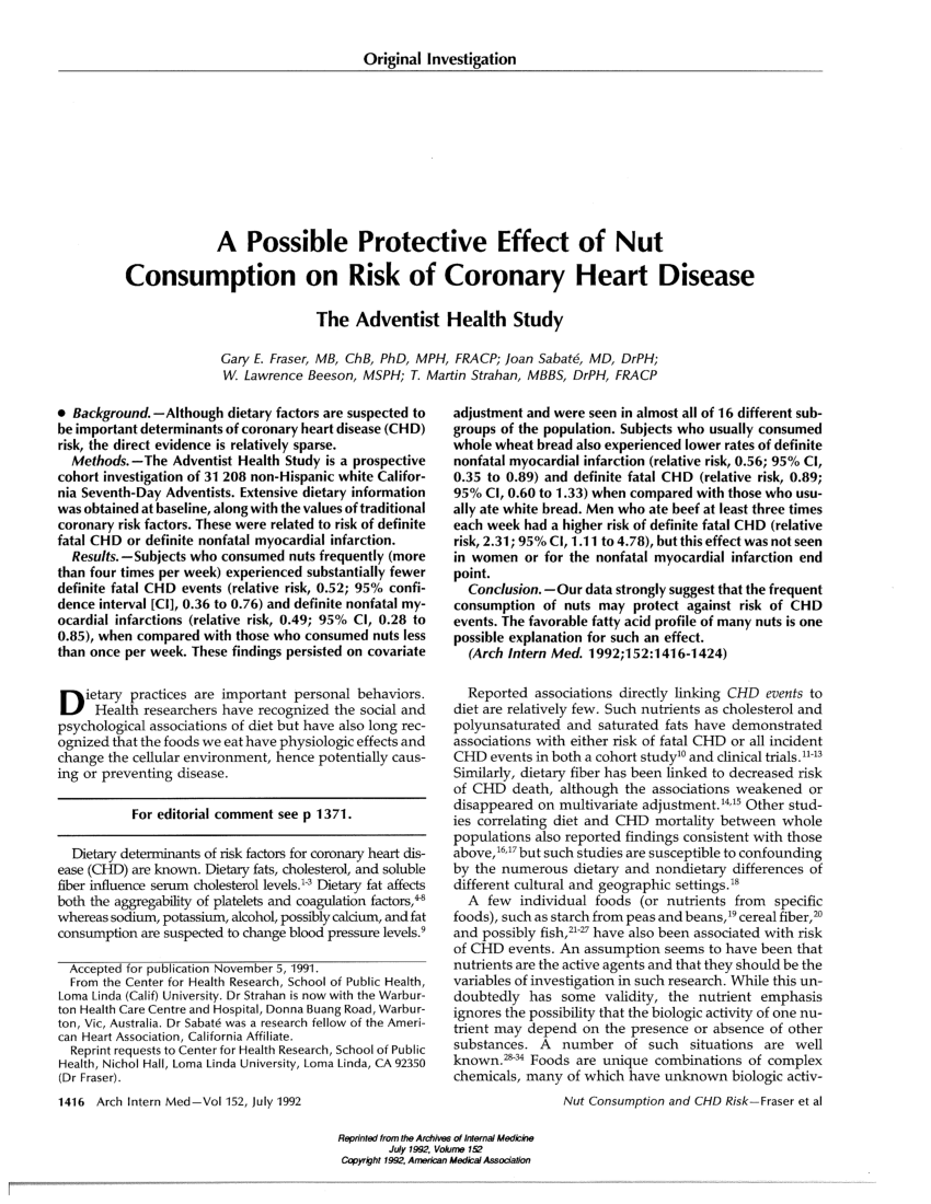 adventist health study heart disease