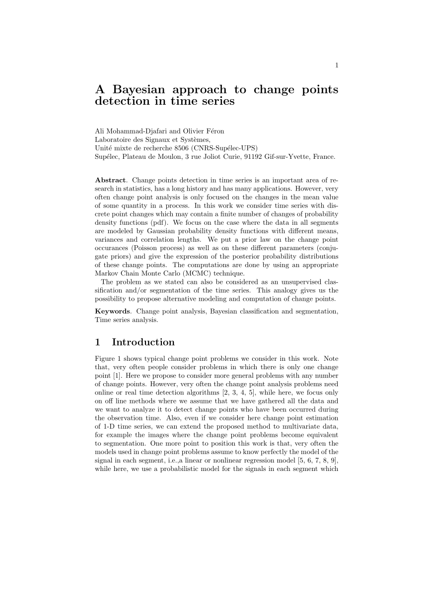 Pdf A Bayesian Approach To Change Points Detection In Time Series