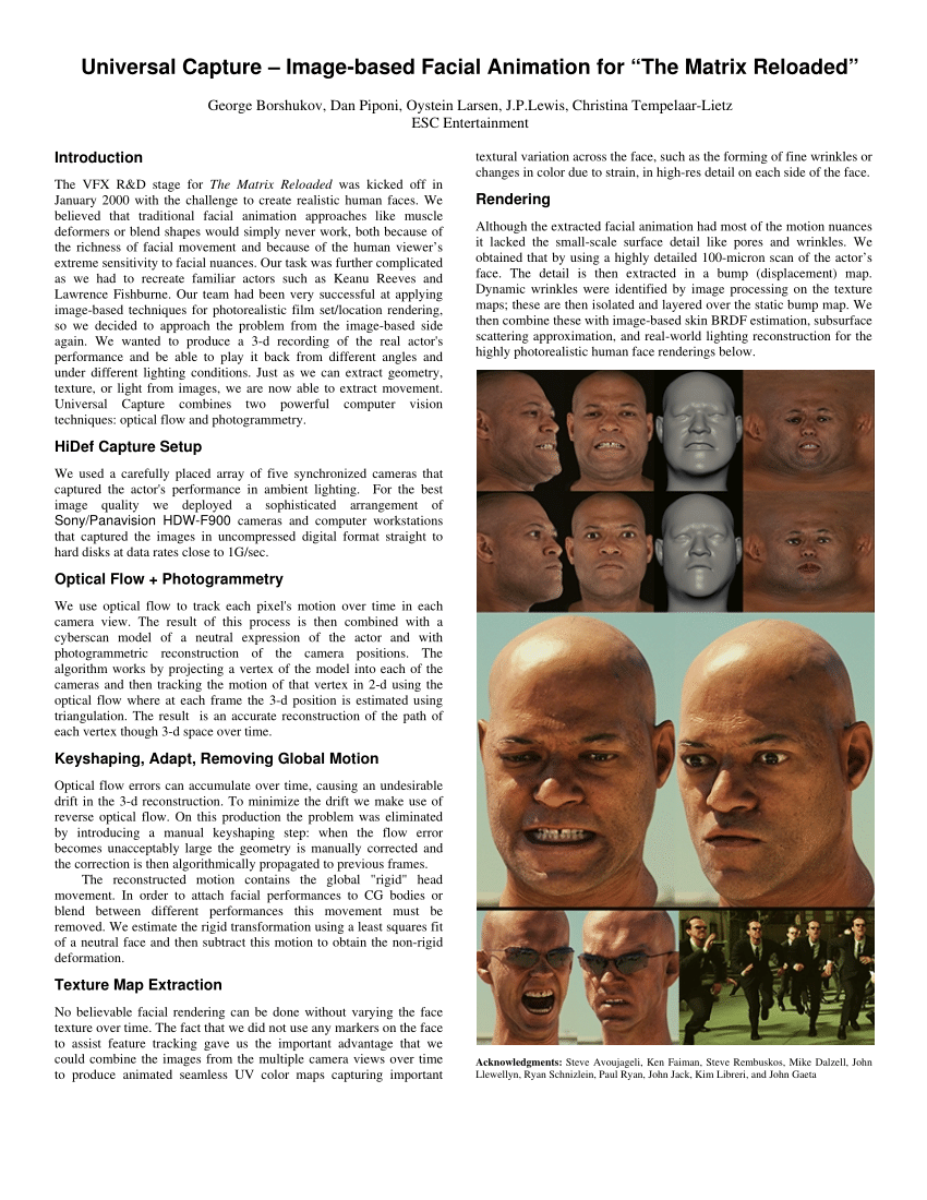 PDF) Universal Capture - Image-based Facial Animation for 