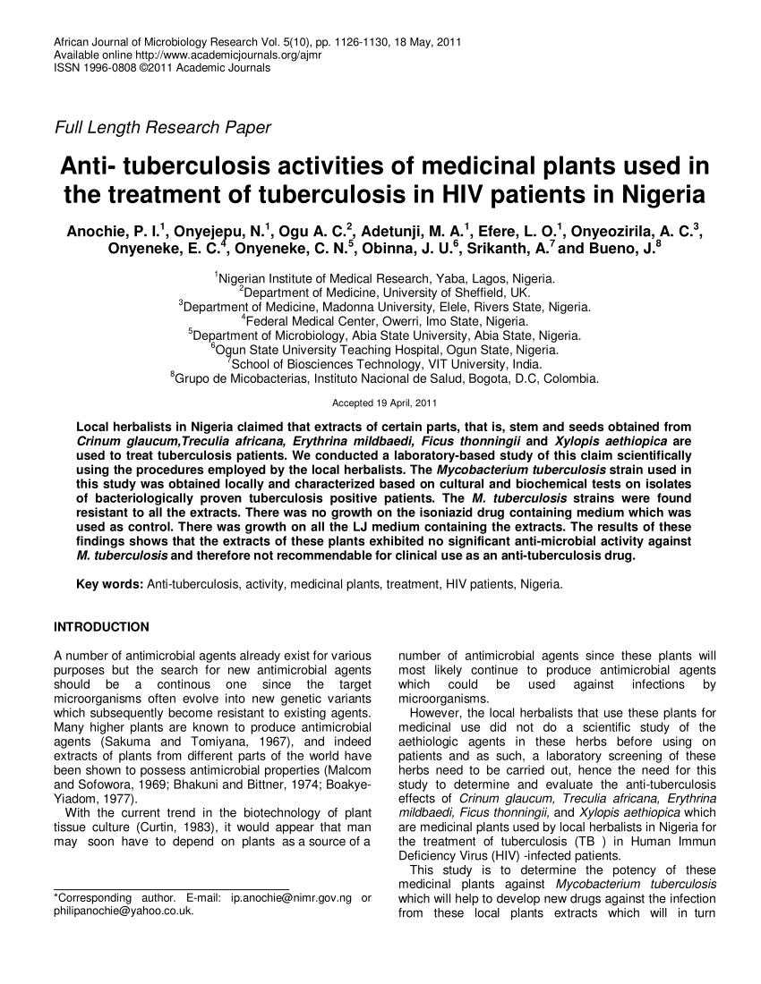 tuberculosis research paper