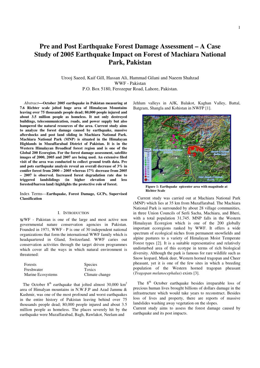 case study of 2005 earthquake in pakistan