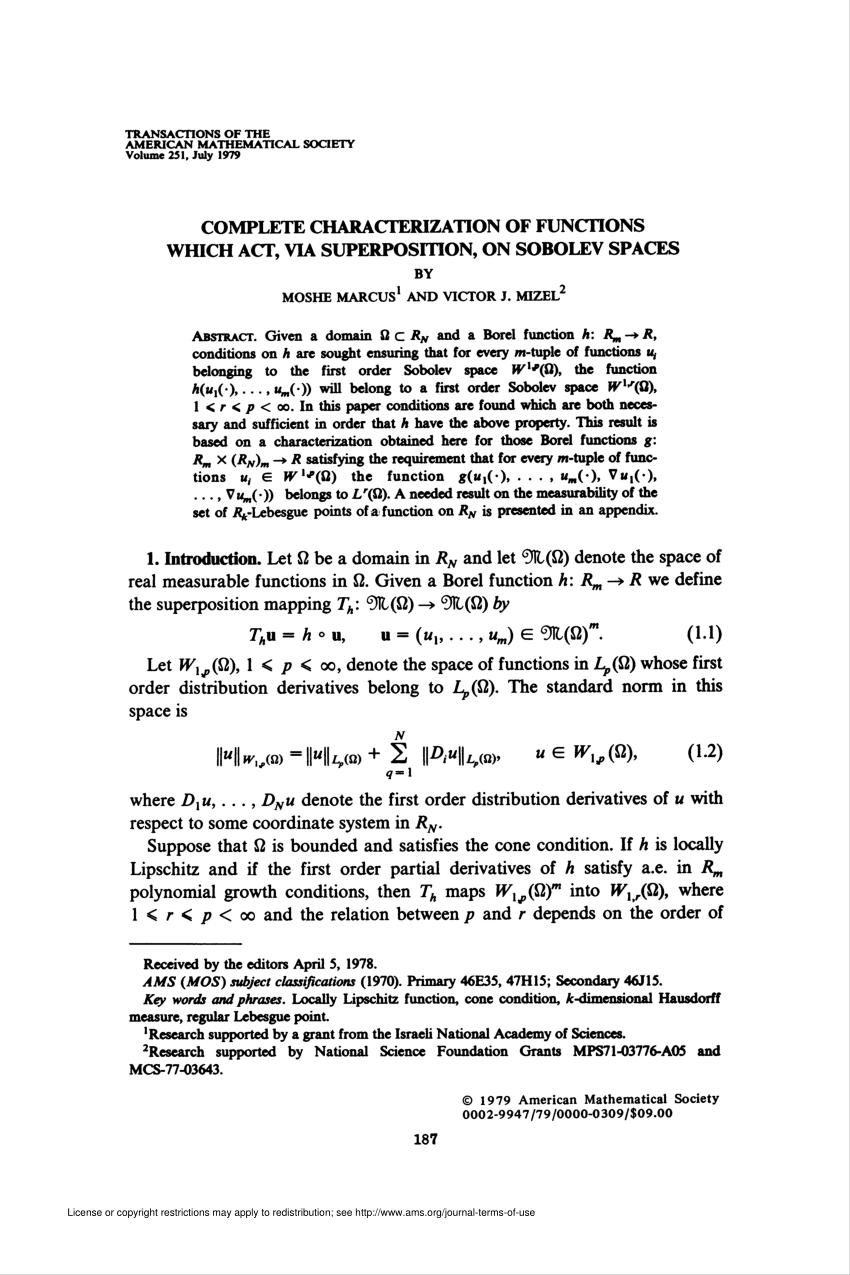 Pdf Complete Characterization Of Functions Which Act Via Superposition On Sobolev Spaces
