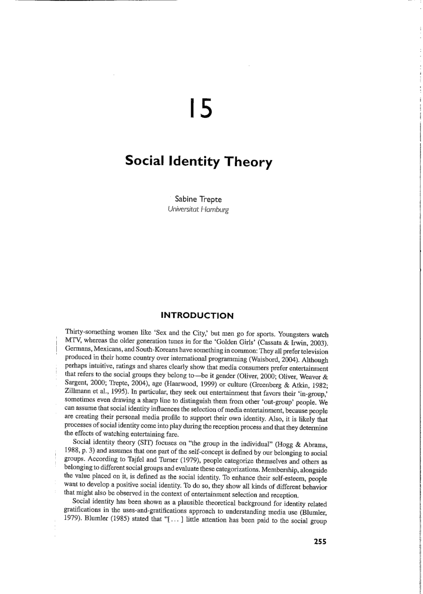 Pdf Social Identity Theory